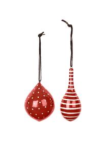 Weihnachtskugel-Set Dyo, 2-tlg., Pappe, laminiert, Rot, Weiss, Ø 10 cm