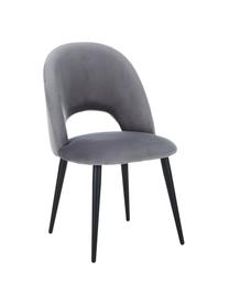 Chaise velours rembourré gris acier Rachel, Velours gris acier