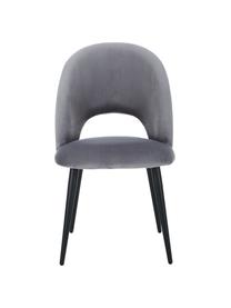 Krzesło tapicerowane z aksamitu Rachel, Tapicerka: aksamit (100% poliestr) D, Nogi: metal malowany proszkowo, Aksamitny stalowoszary, S 53 x G 57 cm