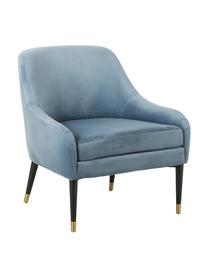 Fluwelen fauteuil Eugenia in blauw, Bekleding: fluweel (polyester), Poten: gepoedercoat metaal, Fluweel lichtblauw, B 75 x D 79 cm