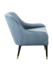 Fauteuil lounge en velours bleu Eugenia, Velours bleu ciel, larg. 75 x prof. 79 cm