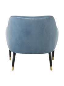 Fluwelen fauteuil Eugenia in blauw, Bekleding: fluweel (polyester), Poten: gepoedercoat metaal, Fluweel lichtblauw, B 75 x D 79 cm