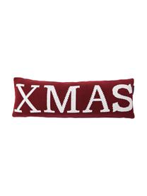 Lang kKussen Xmas in rood met opschrift, met vulling, Wit, rood, 25 x 70 cm