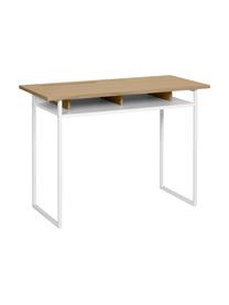 Bureau scandinave blanc Bristol, Bois de chêne, blanc