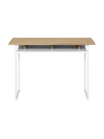 Wit bureau Bristol, Frame: MDF, fineer, spaanplaat, Poten: gelakt metaal, Eikenhoutkleurig, wit, 110 x 78 cm