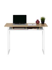 Bureau scandinave blanc Bristol, Bois de chêne, blanc