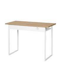 Biely pracovný stôl Bristol, Dubové drevo, biela