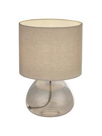 Kleine Tischlampe Lugio mit Glasfuss, Lampenschirm: Stoff, Beige, Transparent, Ø 21 x H 32 cm