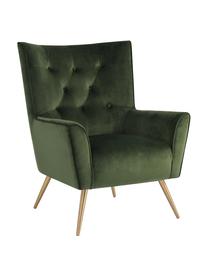 FluwelenFauteuil Bodiva in groen, Bekleding: polyester (fluweel), Poten: gelakt metaal, Woudgroen, messingkleurig, B 82 x D 88 cm