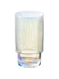 Verres à eau avec surface irisée et relief rainuré Minna de Guglielmo Scilla, 4 pièces, Verre, soufflé bouche, Chrome, transparent, irisé, Ø 8 x haut. 14 cm