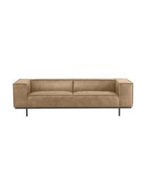 Sofa skórzana z metalowymi nogami Abigail (3-osobowa), Tapicerka: 70% skóra, 30% poliester , Nogi: metal lakierowany, Koniakowy, S 230 x G 95 cm