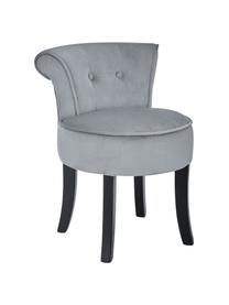 Tabouret en velours avec dossier Alison, Velours gris, larg. 48 x haut. 65 cm