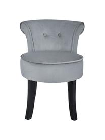 Tabouret en velours avec dossier Alison, Velours gris, larg. 48 x haut. 65 cm