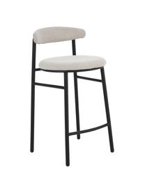 Tabouret de bar blanc crème Doggi, Blanc crème, larg. 44 x haut. 84 cm