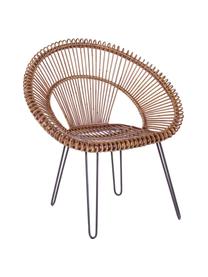 Rotan fauteuil Esteban, Zitvlak: rotan, Poten: staal, Zitvlak: rotankleurig. Poten: staalkleurig, 64 x 89 cm