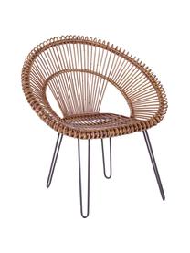 Rattan-Sessel Esteban, Sitzschale: Rattan, Beine: Stahl, Sitzschale: Rattan<br>Beine: Stahl, 64 x 89 cm