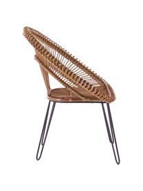 Rotan fauteuil Esteban, Zitvlak: rotan, Poten: staal, Zitvlak: rotankleurig. Poten: staalkleurig, 64 x 89 cm