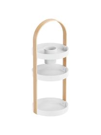 Organizador de cosméticos Bellwood, Estantes: plástico, Asa: madera, Blanco, Ø 20 x Al 50 cm