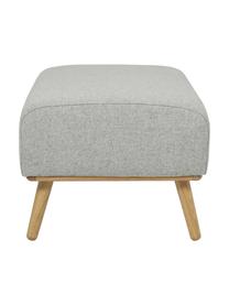 Tabouret en laine avec pieds en bois Archie, Tissu gris clair, larg. 87 x haut. 45 cm