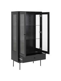 Vitrina Angus, Estructura: tablero de fibras de dens, Estantes: vidrio, Patas: metal recubierto, Negro, transparente, An 75 x Al 152 cm