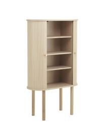 Holz-Highboard Calary mit geriffelter Front, Korpus: Mitteldichte Holzfaserpla, Beine: Massives Eichenholz, FSC-, Helles Holz, 75 x 130 cm