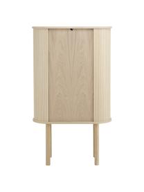 Holz-Highboard Calary mit geriffelter Front, Korpus: Mitteldichte Holzfaserpla, Beine: Massives Eichenholz, FSC-, Helles Holz, 75 x 130 cm