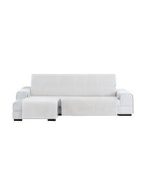 Copertura divano angolare Levante, 65% cotone, 35% poliestere, Color crema, Larg. 150 x Lung. 290 cm, chaise-longue a destra