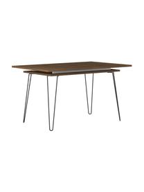 Table extensible avec pieds en métal Aero, 134 - 175 x 90 cm, Bois de noyer, larg. de 134 à 175 x prof. 90 cm