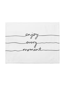 Placemats Enjoy every Moment, 4 stuks, Polyester, Wit met zwarte vlekken, 35 x 45 cm