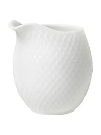 Lechera de porcelana con relieves Rhombe, 390 ml, Porcelana, Blanco, 390 ml
