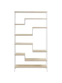 Wandrek Push van hout en metaal, Frame: gelakt metaal, Wit, bruin, 100 x 180 cm