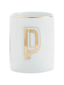 Mug porcelaine Yours (variantes de A à Z), Porcelaine, Blanc, couleur dorée, Mug P, 300 ml