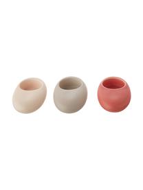 Set de portavelas Geo, 3 uds., Gres, Crema, rojo coral, beige, An 12 x Al 3 cm