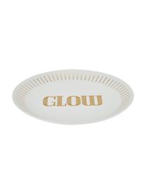 Platos de postre de porcelana Glimmer, 4 uds., Porcelana, Blanco, dorado, Ø 21 cm