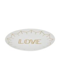 Platos de postre de porcelana Glimmer, 4 uds., Porcelana, Blanco, dorado, Ø 21 cm