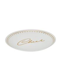Porselein ontbijtbord Glimmer met gouden opschrift, 4-delig, Porselein, Wit, goudkleurig, Ø 21 cm