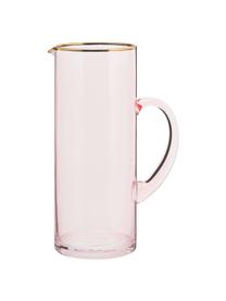 Brocca rosa con bordo dorato Chloe, 1.6 L, Vetro, Pesca, Alt. 25 cm, 1.6 L