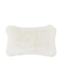 Housse de coussin rectangulaire imitation fourrure blanche Mathilde, Crème, larg. 30 x long. 50 cm