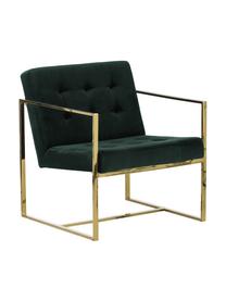 Fauteuil lounge en velours vert foncé Manhattan, Velours vert foncé, larg. 70 x prof. 72 cm