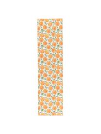 Chemin de table en tissu imprimé oranges Picnic, 85 % coton, 15 % lin, Orange, vert, blanc, larg. 40 x long. 145 cm