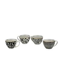 Tasse Wild Jungle, 4 élém., Porcelaine, Noir, blanc, Ø 12 x haut. 8 cm, 450 ml