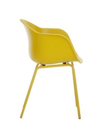 Židle s područkami s kovovými nohami Claire, Žlutá, Š 60 cm, H 54 cm