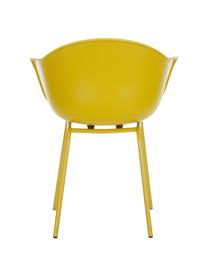 Sedia con braccioli con gambe in metallo Claire, Seduta: materiale sintetico, Gambe: metallo verniciato a polv, Giallo, Larg. 60 x Prof. 54 cm