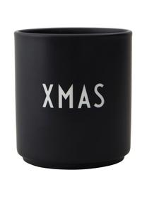 Designový pohárek s nápisem Favourite XMAS, Kostní porcelán Fine Bone China, Černá, bílá, Ø 8 cm, V 9 cm