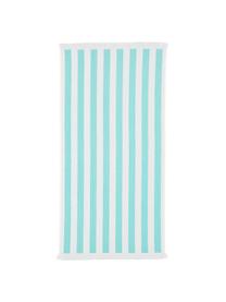 Gestreepte strandlaken Mare met franjes, 100% katoen
Lichte kwaliteit 380 g/m², Turquoise, wit, B 80 x L 160 cm