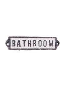 Insegna a muro Bathroom, Metallo rivestito, Nero, bianco, Larg. 14 x Alt. 3 cm