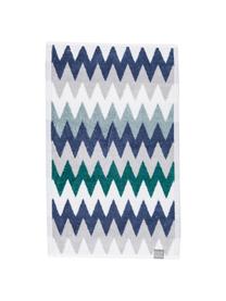 Handdoek Hanneke met zigzag patroon, Katoen, Blauw, grijs, wit, groen, Gastendoekje