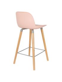 Chaise de comptoir design Albert Kuip, Assise : rose Pieds : frêne Cadre et repose-pieds : gris