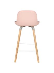 Krzesło kontuarowe Albert Kuip, Nogi: drewno dębowe, Siedzisko: różowy Nogi: drewno jesionowe Rama i podnóżek: szary, S 45 x W 89 cm