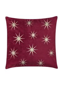 Housse de coussin en velours brodé à motif étoile de Noël Star, Rouge